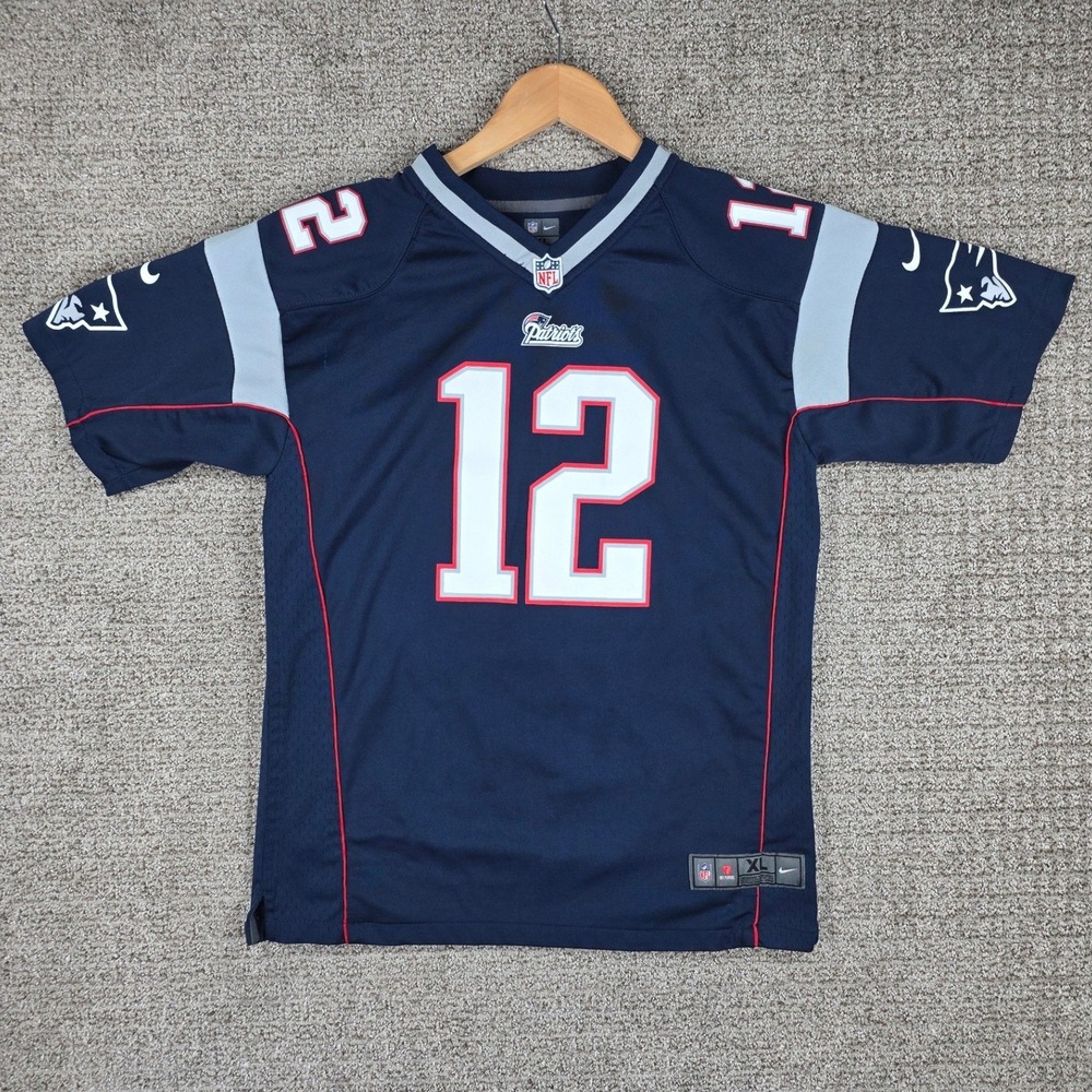 Nike Tom Brady‎ New England Patriots NFL Jersey Kids XL 18/20 Navy Blue 12